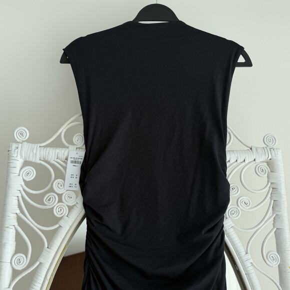 Abercrombie And Fitch Dress Small Tall Black Modal Blend Paloma Maxi Ruched - Picture 8 of 12